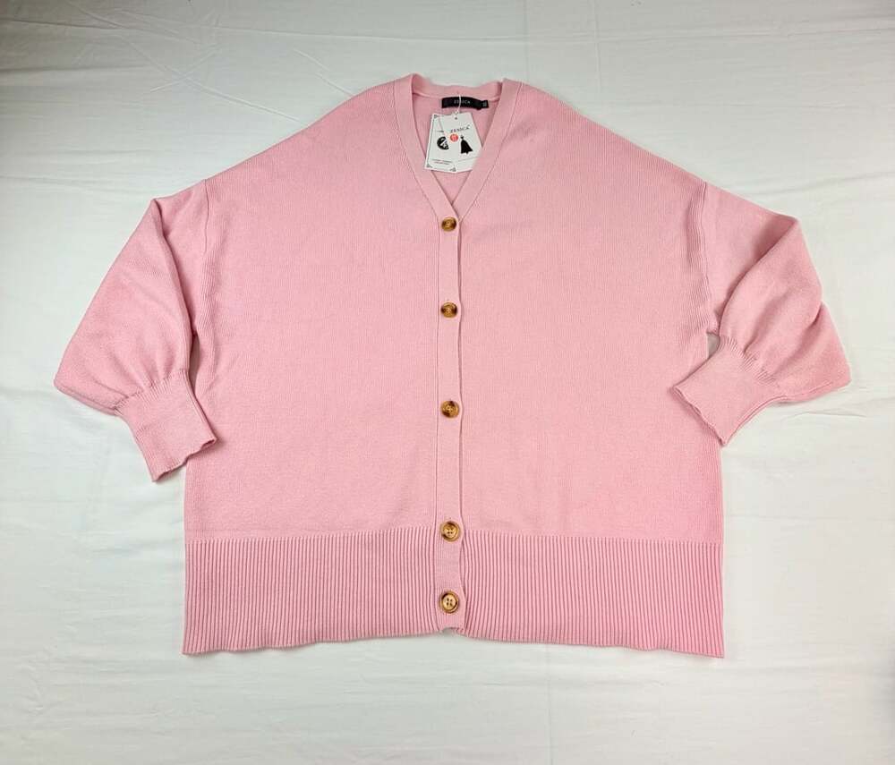 Zesica V-Neck Button Cardigan Size XL Pink Knit Oversize Sweater